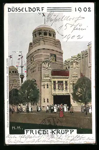 AK Düsseldorf, Ausstellung 1902, Fried: Krupp, Veranstaltungsgelände