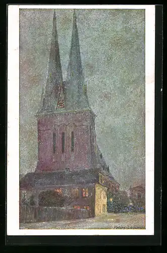 Künstler-AK Altona, Gartenbau-Ausstellung 1914, Petrikirche