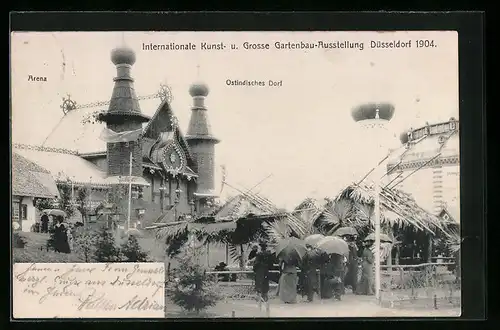 AK Düsseldorf, Internationale Kunst- und Grosse Gartenbau-Ausstellung 1904, Ostindisches Dorf