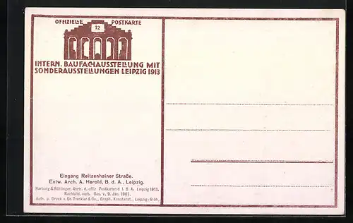 AK Leipzig, Internationale Baufachausstellung 1913, Portal und Statuen