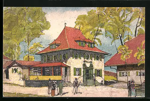 AK Bern, Schweizerische Landes-Ausstellung 1914, Ortspartie mit Gebäudeansicht