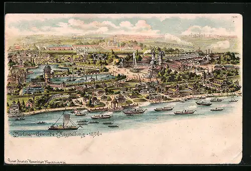 Lithographie Berlin, Gewerbe-Ausstellung 1896, Totalansicht