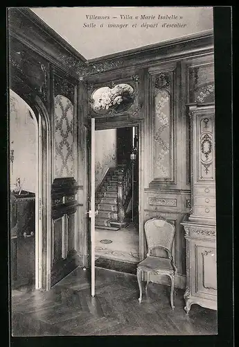 AK Villennes, villa Marie Isabelle, salle a manger et départ d`escalier