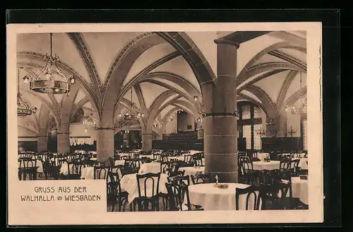 AK Wiesbaden, Innenansicht der Walhalla