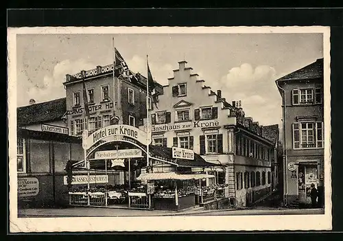 AK Rüdesheim a. Rh., Gasthaus zur Krone