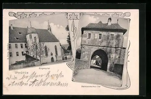 AK Iphofen, Bürgerspital, Mainbernheimer Tor