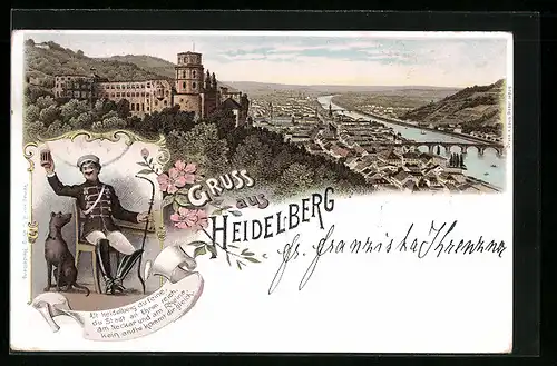 Lithographie Heidelberg, Panorama und Student