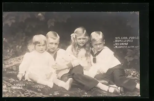 AK Prinzessin Carol-Mathild u. Erbprinz Leopold u. Prinzessin Sibylle und Prinz Hubertus, von Sachsen-Coburg-Gotha