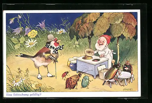 Künstler-AK Fritz Baumgarten: Eine Erfrischung gefällig?