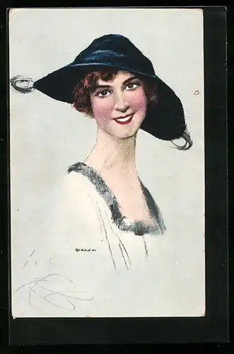 Künstler-AK Bianchi: Elegante Dame mit Hut