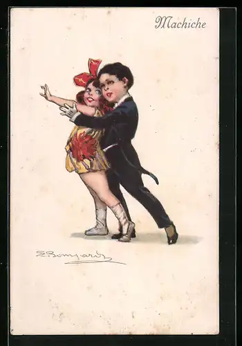 Künstler-AK Sergio Bompard: Kleines Paar beim Tanz