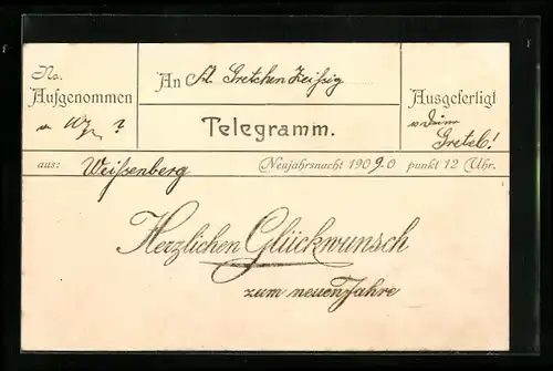 AK Telegramm, Neujahrsgruss, Postgeschichte