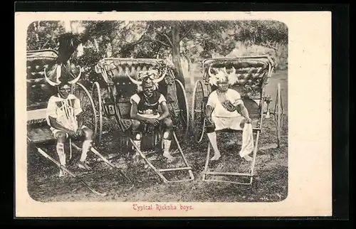 AK Typical Ricksha boys, Drei Rikschafahrer