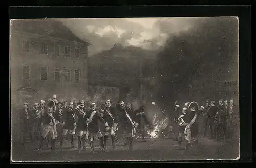AK Heidelberg, Fackelzug der Studenten, studentische Szene