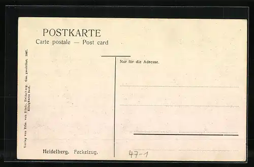 AK Heidelberg, Fackelzug der Studenten, studentische Szene