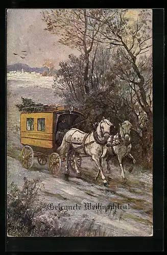 AK Postkutsche bei Schnee
