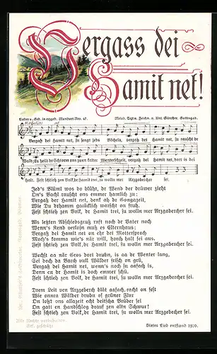 Lied-AK Anton Günther Nr. 47: Vergass dei Hamit net