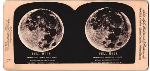 Stereo-Fotografie C. Bierstadt, Niagara Falls / NY, Vollmond, Full Moon, from negativs taken by Prof. H. Draper