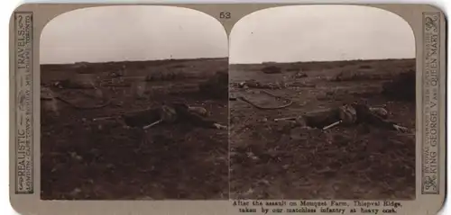 Stereo-Fotografie unbekannter Fotograf und Ort, After the assault on Mouquet Farm, Thiepval Ridge taken by our matchless