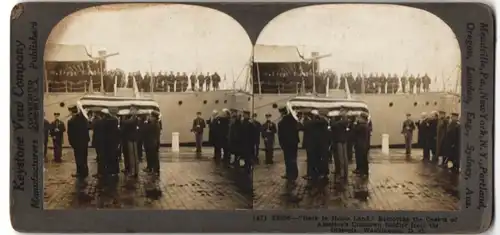 Stereo-Fotografie Keystone View Co., Meadville / PA, American`s unknown Soldier comes Home to his nativ Soil