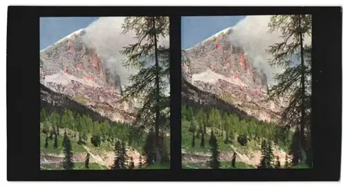 Stereo-Fotografie Chromoplast-Bild Nr. 124, Ansicht Cortina d`Ampezzo, Blick auf die Tofana