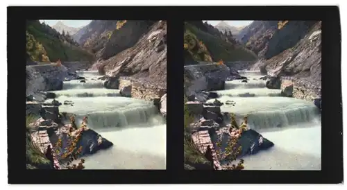 Stereo-Fotografie Chromoplast-Bild Nr. 113, Ansicht Zermatt, Motiv aus dem Mattervisp- Tal mit dem Mattervisp