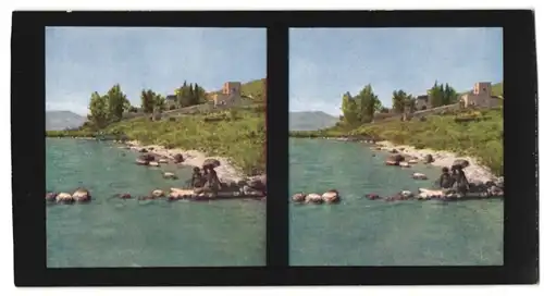 Stereo-Fotografie Chromoplast-Bild Nr. 180, Ansicht Bethsaida, Blick nach dem Ort am Ufer des Sees Genezareth