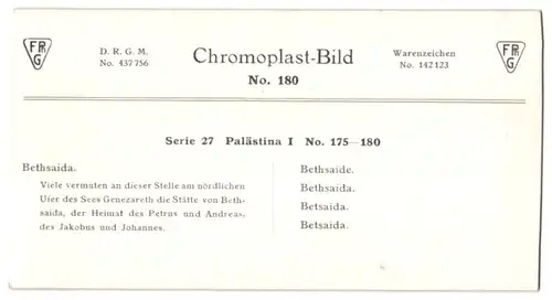 Stereo-Fotografie Chromoplast-Bild Nr. 180, Ansicht Bethsaida, Blick nach dem Ort am Ufer des Sees Genezareth