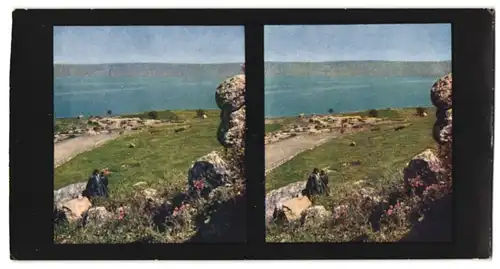 Stereo-Fotografie Chromoplast-Bild Nr. 179, Ansicht Magdala, Heimat der Maria Magdalena am See Genezareth