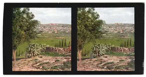Stereo-Fotografie Chromoplast-Bild Nr. 175, Ansicht Nazareth, Blick nach der Stadt mit dem katholischen Waisenhaus