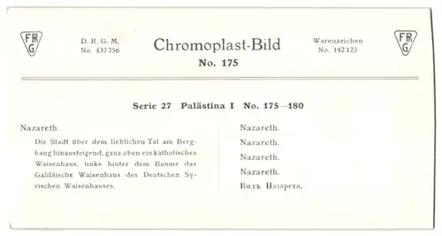 Stereo-Fotografie Chromoplast-Bild Nr. 175, Ansicht Nazareth, Blick nach der Stadt mit dem katholischen Waisenhaus