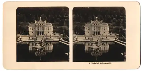 Stereo-Fotografie unbekannter Fotograf, Ansicht Ettal, Gesamtansicht des Schloss Linderhof
