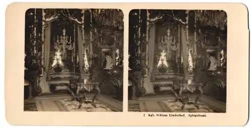 Stereo-Fotografie unbekannter Fotograf, Ansicht Ettal, Spiegelsaal im Schloss Linderhof