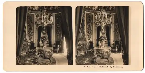 Stereo-Fotografie unbekannter Fotograf, Ansicht Ettal, das Speisezimmer im königlichen Schloss Linderhof