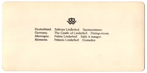 Stereo-Fotografie unbekannter Fotograf, Ansicht Ettal, das Speisezimmer im königlichen Schloss Linderhof