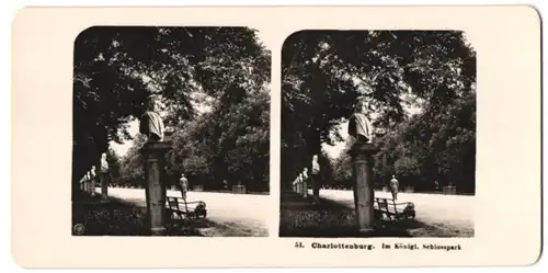 Stereo-Fotografie NPG, Berlin, Ansicht Berlin-Charlottenburg, Büsten im Königlichen Schlosspark