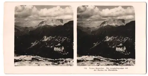 Stereo-Fotografie NPG, Berlin, Ansicht Gröden, Blick auf die Lankofelgruppe von der Moräne der Marmolata