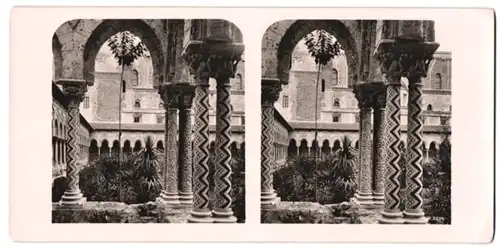 Stereo-Fotografie unbekannter Fotograf, Ansicht Monreal, Klostergang in der Kathedrale