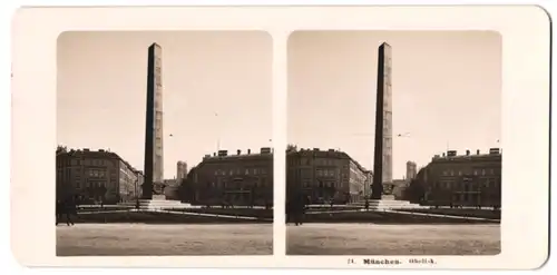 Stereo-Fotografie NPG, Berlin, Ansicht München, Karolinenplatz mit dem Obelisk