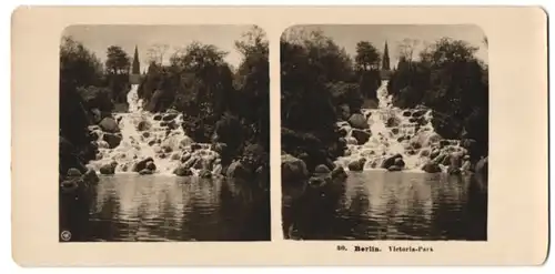 Stereo-Fotografie NPG, Berlin, Ansicht Berlin, Wasserfall im Victoriapark