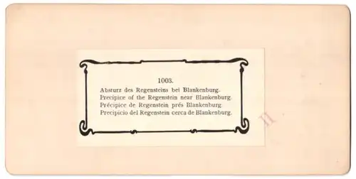 Stereo-Fotografie unbekannter Fotograf, Ansicht Blankenburg, Absturz des Regensteins