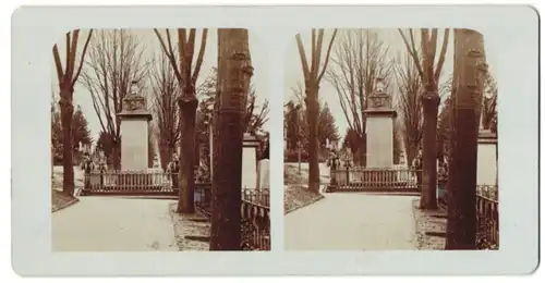 Stereo-Fotografie unbekannter Fotograf, Ansicht Mainz, Veteranendenkmal auf dem Mainzer Hauptfriedhof