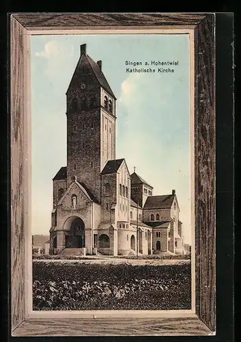 AK Singen a. Hohentwiel, Partie an der Katholischen Kirche