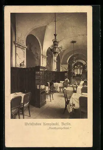 AK Berlin, Weinstuben Kempinski, Durchgang-Saal