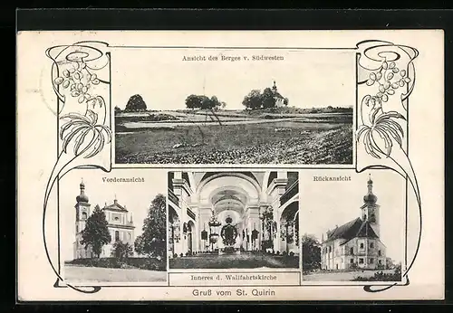 AK St. Quirin, Wallfahrtskirche, Inneres, Vorder- und Rückansicht