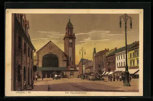 AK Hagen i. W., Am Hauptbahnhof