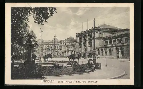 AK Hannover, Ernst August-Platz und Bahnhof
