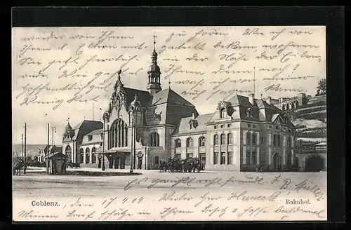 AK Coblenz, Blick zum Bahnhof
