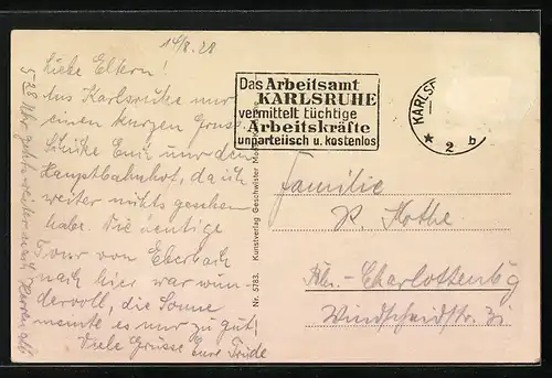 AK Karlsruhe, Hauptbahnhof und Strassenbahn