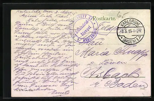 AK Karlsruhe, Hauptbahnhof mit Strassenbahn und Droschkenparplatz